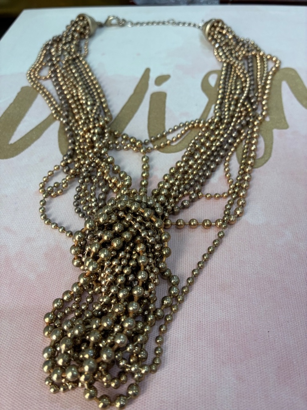 Chico's Multi-Strand Gold Bead Necklace